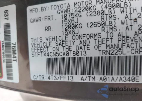 2012 Toyota Tacoma from USA, damaged, VIN 5TFTX4CN5CX018013